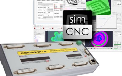 6-axis CNC control system.  CSMIO/IP-A board with simCNC software